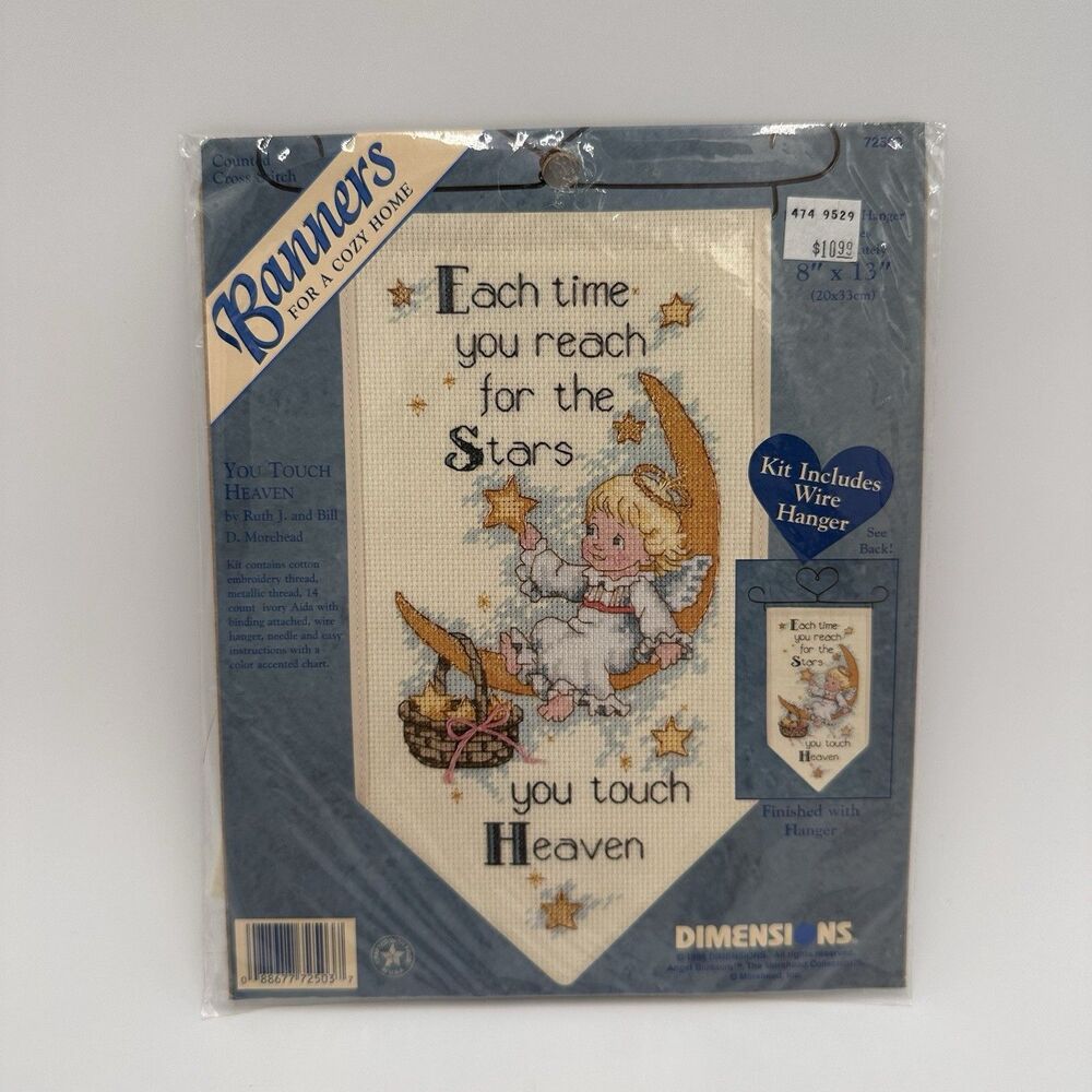 1998 Dimensions Banners for a Cozy Home You Touch Heaven Cross Stitch Kit 72503